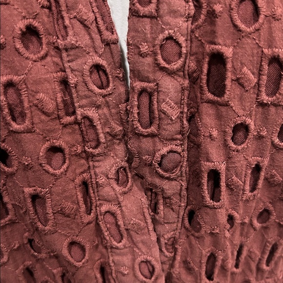 Anthropologie Somerset Maxi Dress Eyelet Edition Tiered Chocolate BROWN L - Picture 7 of 12